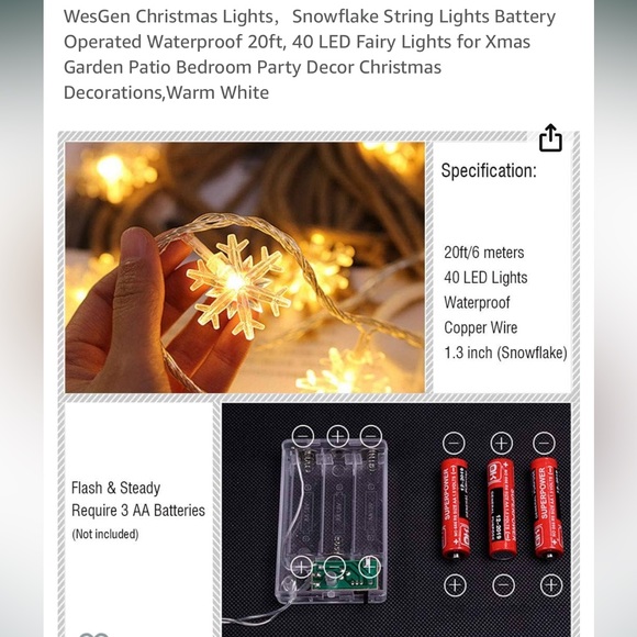 Snow flake string lights - Picture 7 of 7